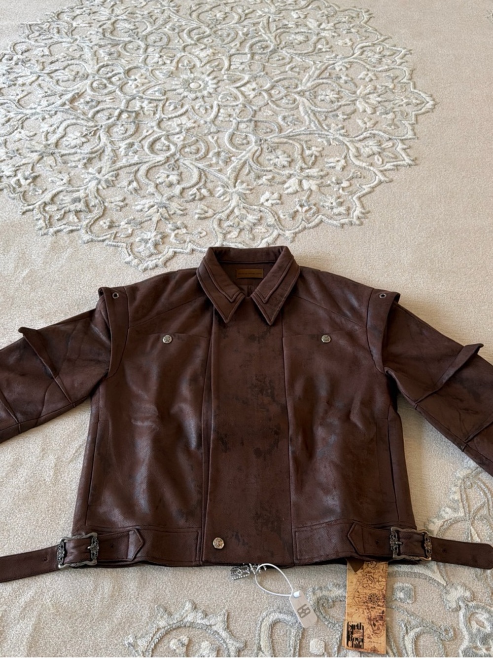 Men's Brown Leather Bomber Jacket